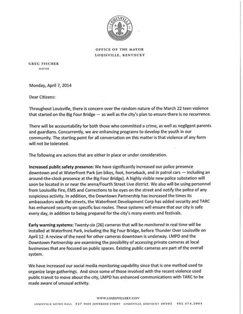 mayor letter to citizens.